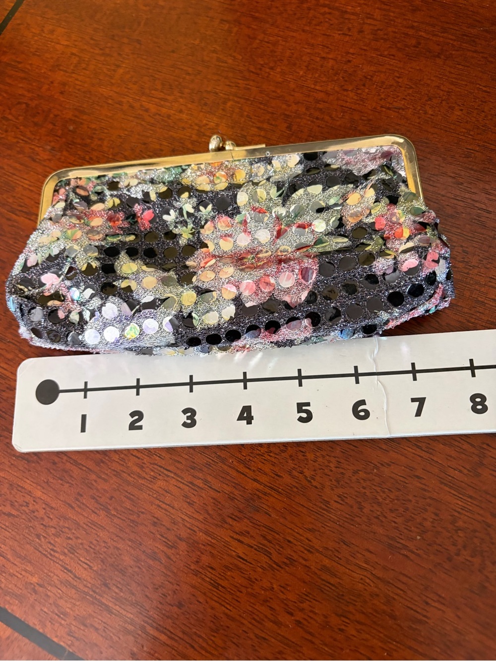 Vintage Floral Sequined Clutch Purse Made In Italy - Picture 7 of 8